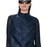 BLACK SILK BROCDE TOP