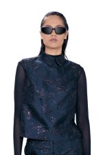BLACK SILK BROCDE TOP