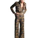 FLORAL BROCADE WIDE-LEG PANTS