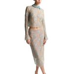 NUDE LACE MIDI SKIRT