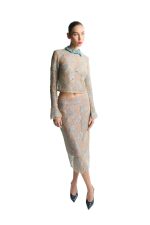 BLACK LACE LONG-SLEEVE TOP - NUDE - Image 3