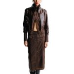 BROWN NYLON MIDI SKIRT