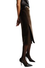 KHAKI WOOL MIDI SKIRT - Image 3