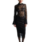 BLACK LACE MIDI SKIRT