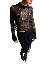 BLACK LACE MIDI SKIRT - Image 2