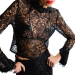 BLACK LACE LONG-SLEEVE TOP