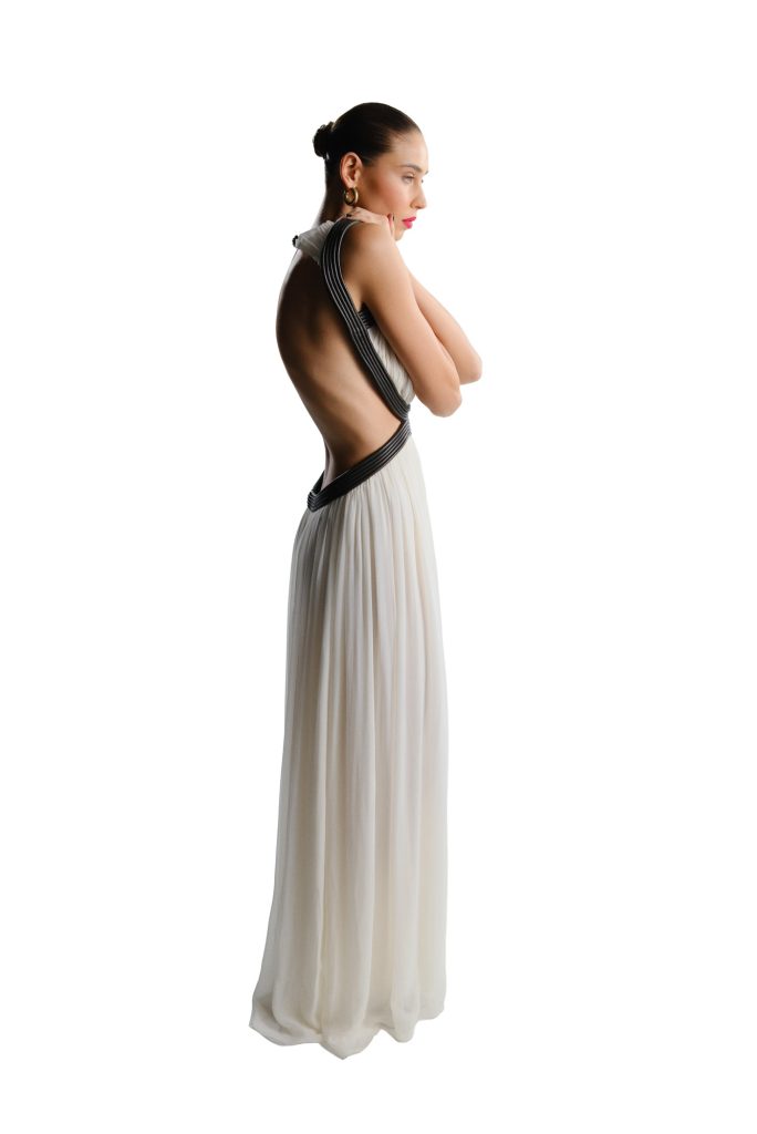 CHIFFON & LEATHER DRESS — view 2